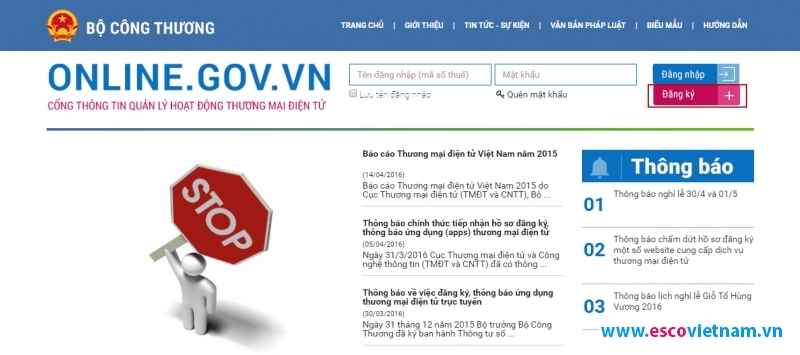 huong dan dang ky website voi bo cong thuong