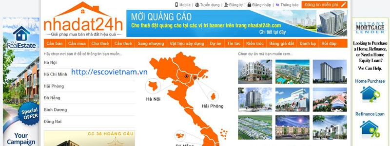 thiet ke website bat dong san   nhadat24h com